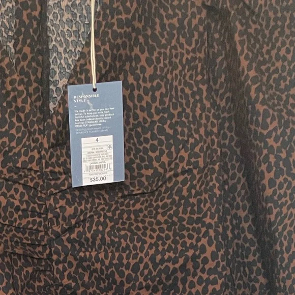 Universal Thread Brown Animal Print Mini Dress Ruched front big puff sleeves NWT - Picture 9 of 16